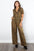 Be Stage Foil Pleated Jumpsuit with Surplice Short Sleeves