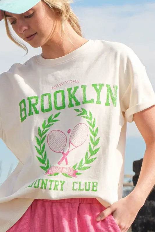 Lime 'N' Chili Brooklyn Graphic Round Neck Short Sleeve Top