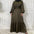 New Fashion Women's Patchwork Muslim Lace Up Solid Color Dress