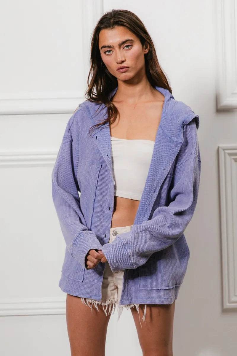 BiBi Washed Waffle Thermal Hooded Jacket