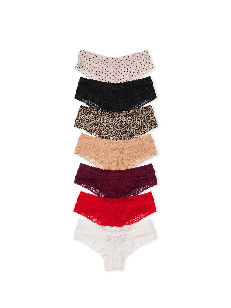 Victoria's Secret Lace Cheeky Panty Pack, Cheeky Panties for Women, Lace Panties, Hipster Panties, Ladies Underwear, Neutral Mix (M)