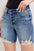 Judy Blue Button Fly Mid Length Denim Shorts W/ Destroy