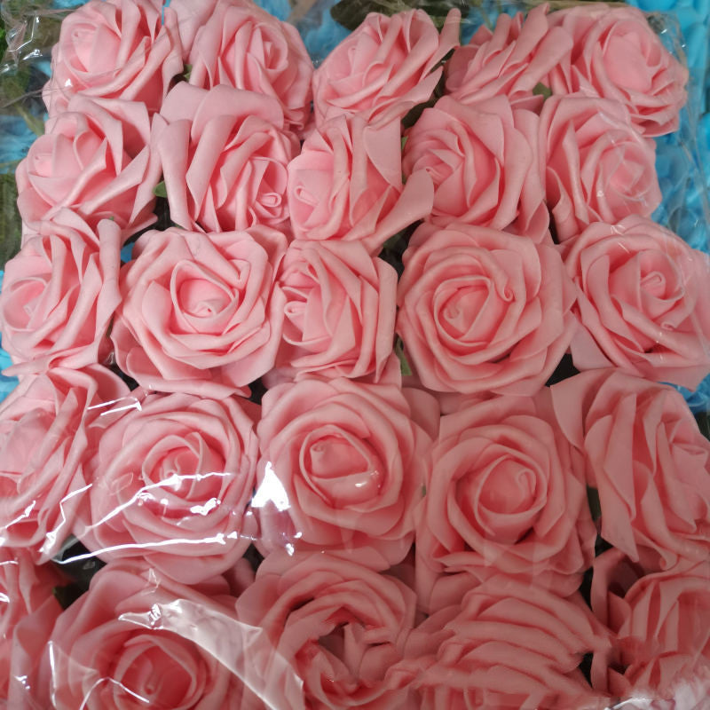 Foam Pe Rose Fake Flower With Rod And Leaf 25 Wedding Decoration Flowers Valentine's Day Gift