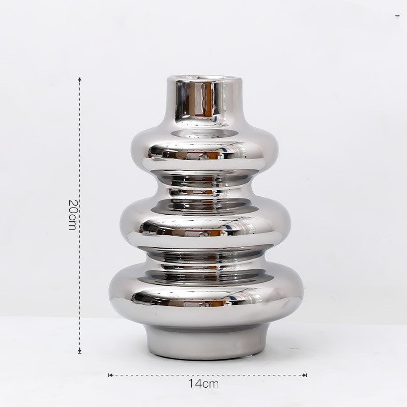 Modern Light Luxury Irregular Silver Plated Ceramic Vase