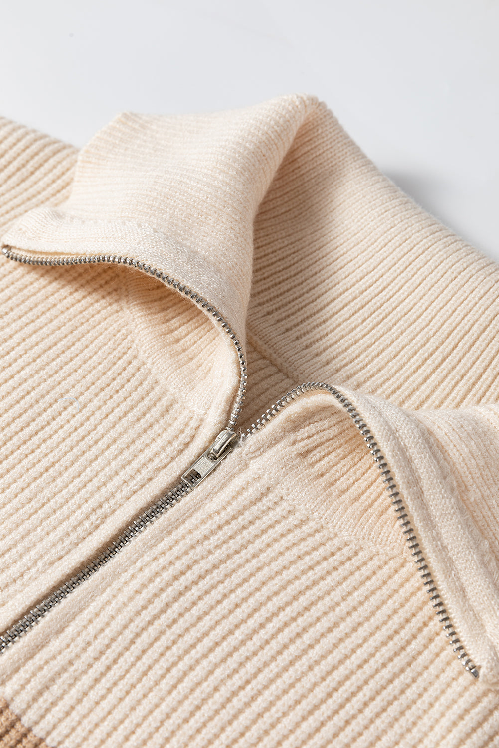 Everly Stripe Ribbed Half Zip Collared Sweater Vest