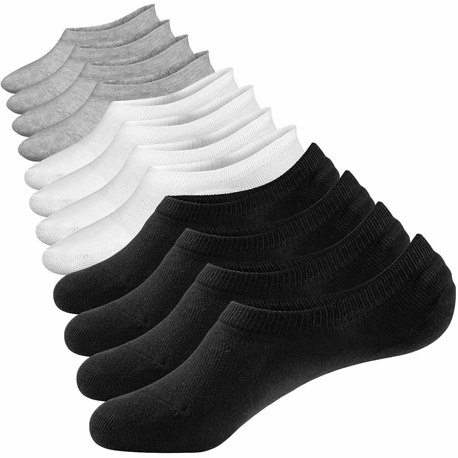 3-12 Pairs Mens No Show Invisible Nonslip Loafer Solid Boat Cotton Low Cut Socks