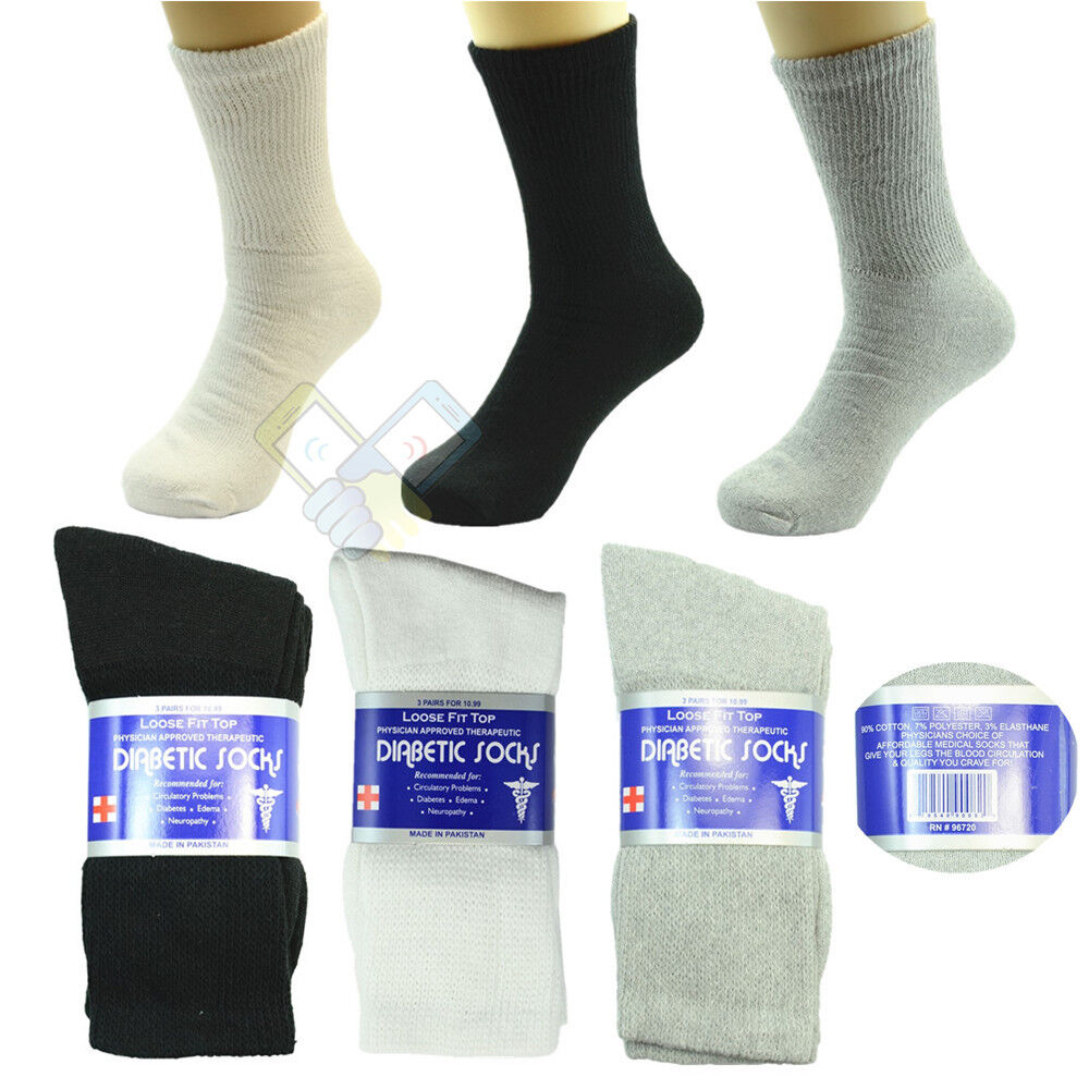 3,6 or 12 Pairs Diabetic Crew Circulatory Socks Health Women Cotton 9 10-15