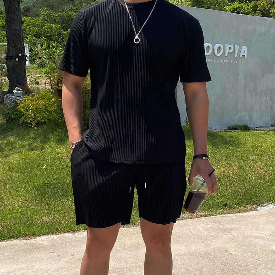 Pleated Draping Fitness Sports Thin Section Versatile Shorts Men's Elastic Breathable Quick-drying Summer Cool Loose Track Pants