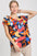 Umgee Full Size Short Sleeved Abstract Print Top Plus Size