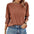 Womens Loose Fit Round Neck Smocked Cuffs Shirts Casual Solid Color Blouses