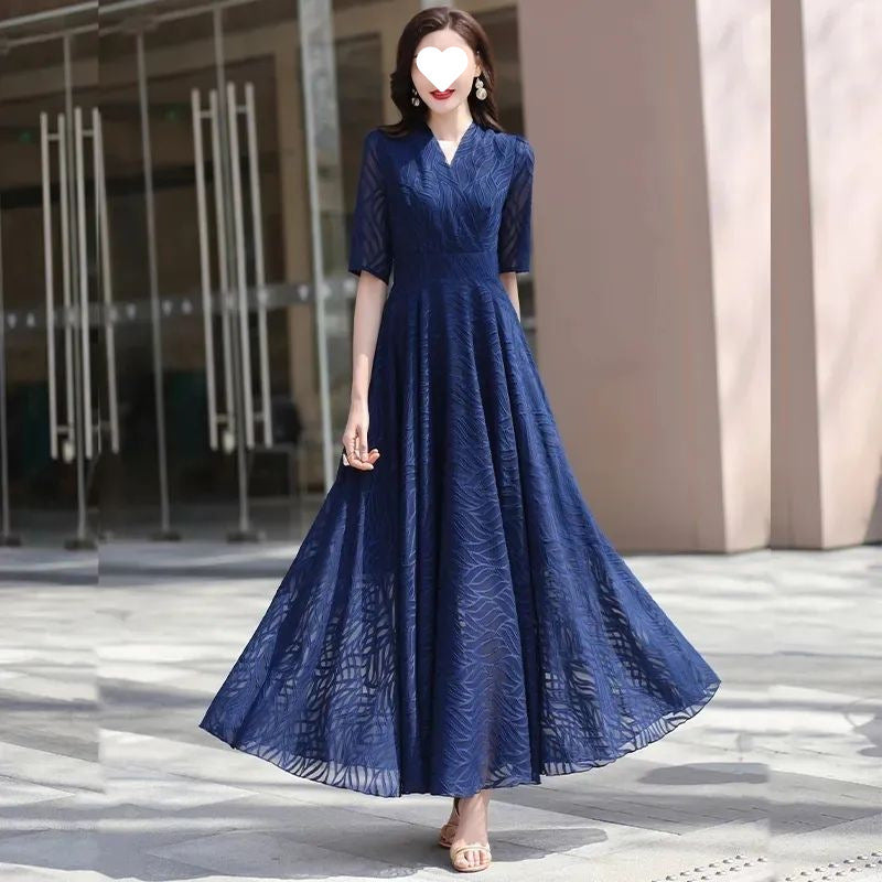 Women's Fashion Elegant V-neck Swing Dress