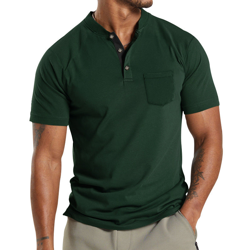 Plus Size Men's Short Sleeve Button Pocket T-shirt Polo
