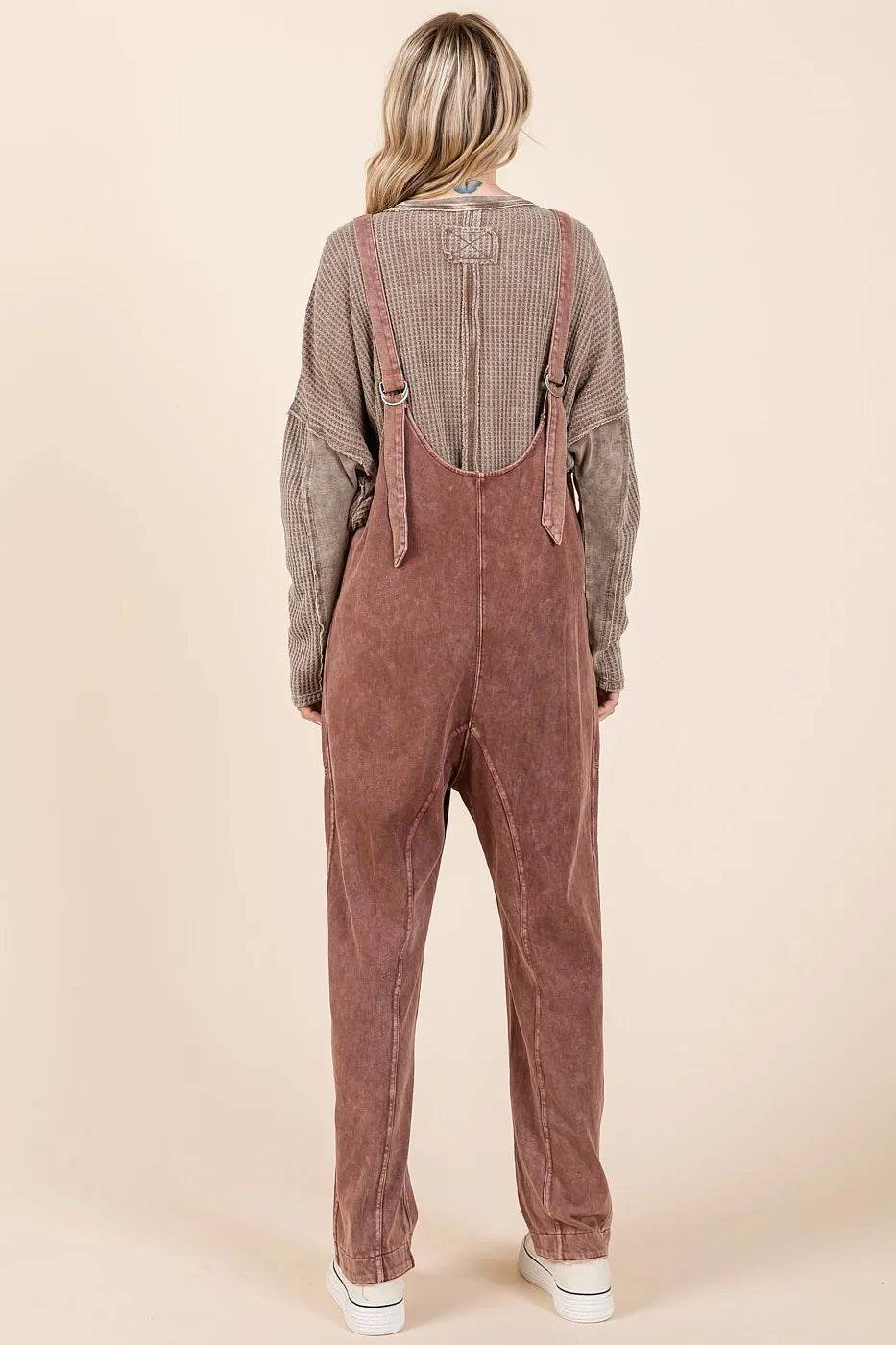 Mittoshop Mineral Wash Relaxed Fit Sleeveless Harem Jumpsuit