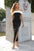Contrast Off-Shoulder : Slit Dress