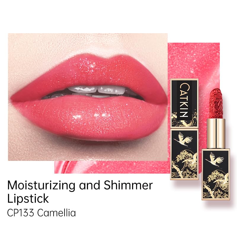 Catkin Lipstick 3pcs Set for Women, Full Coverage Shimmer Glow Finish, Long Lasting Weightless with Hydrating Creamy Texture 04