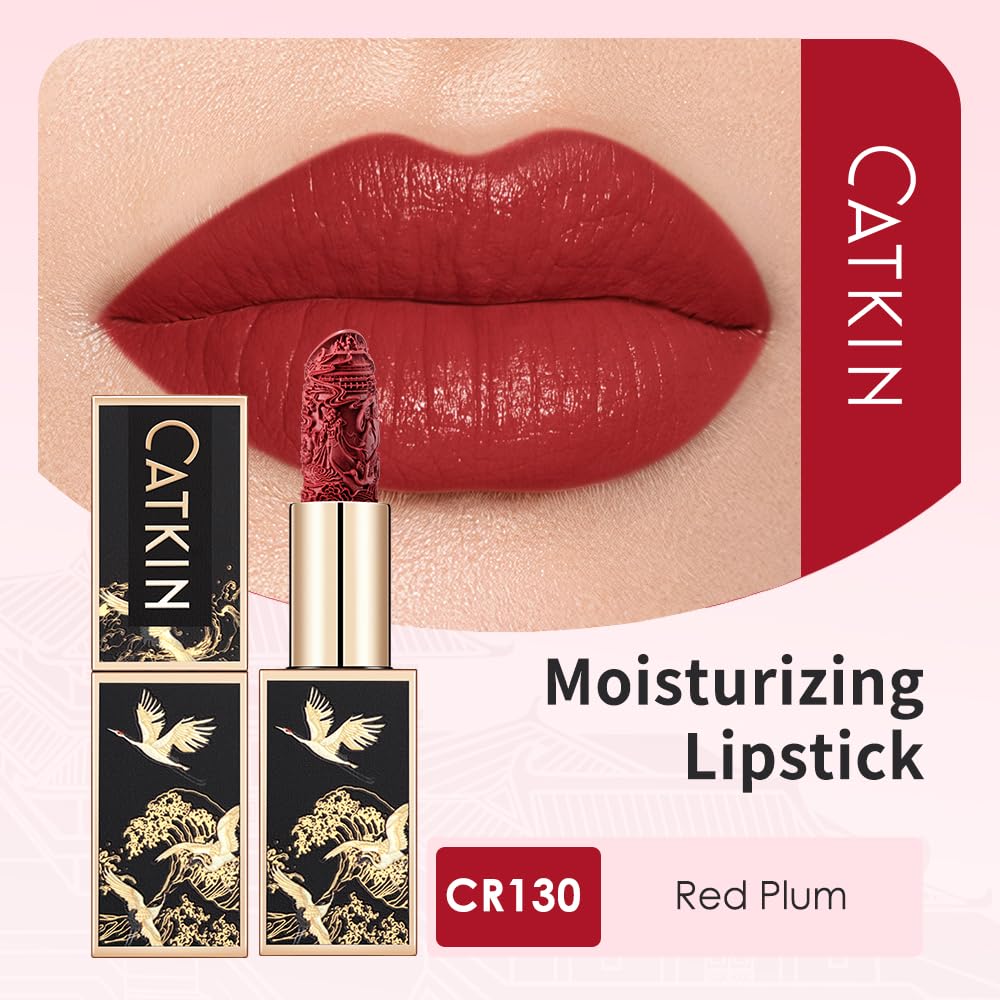Catkin Lipstick 3pcs Set for Women, Full Coverage Shimmer Glow Finish, Long Lasting Weightless with Hydrating Creamy Texture 04