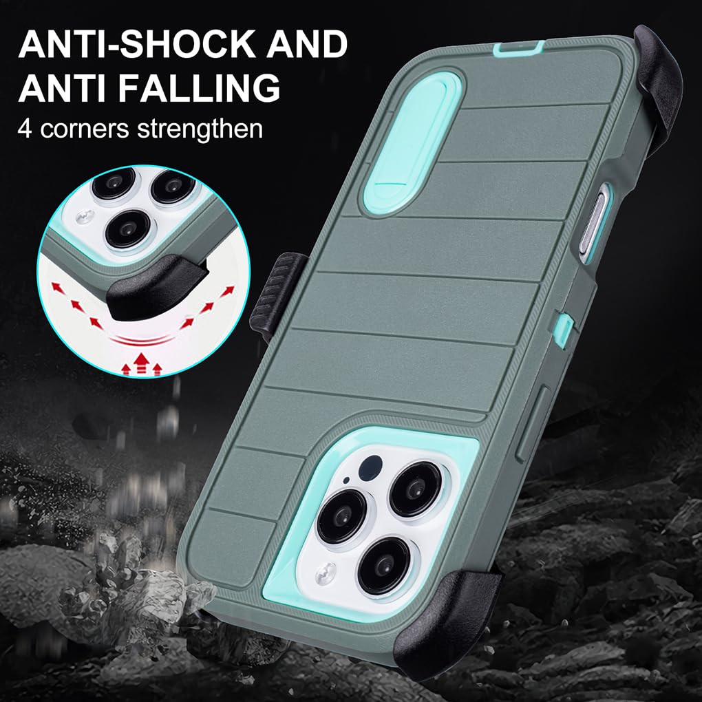 for Phone Case iPhone 16 Pro Max Case Black with Belt Clip Heavy Duty Holster for Shockproof Cases,3 Layers of Sturdy,Military Grade Defender Cover for iPhone 16 Pro Max Cases Black 6.9 Inch