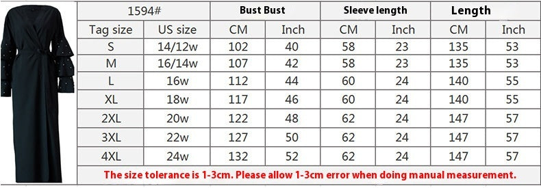 Muslim Fashion Bead Flare Sleeve Tie-neck Cardigan