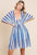 Cotton Bleu Cover-Up by Nu Lab Tied Striped Plunge Half Sleeve