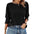 Womens Loose Fit Round Neck Smocked Cuffs Shirts Casual Solid Color Blouses
