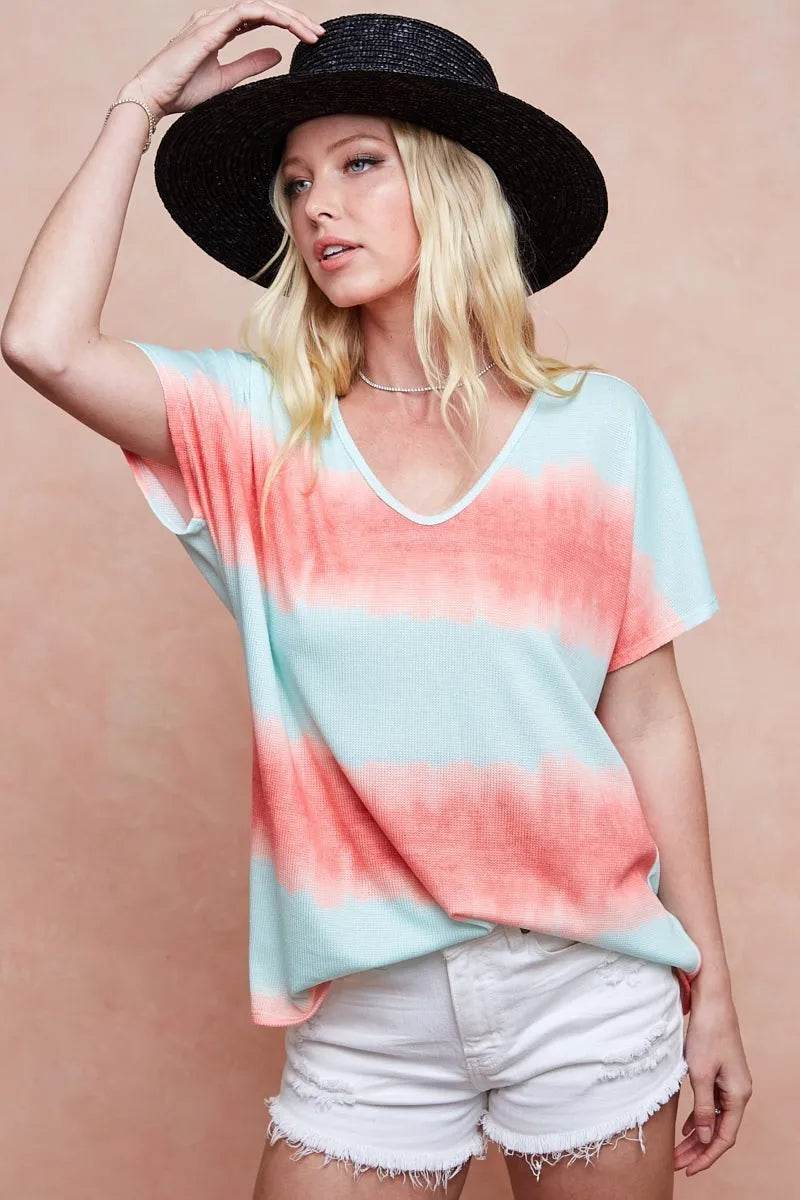 BiBi Tiedye Printed Hacci Knit Top
