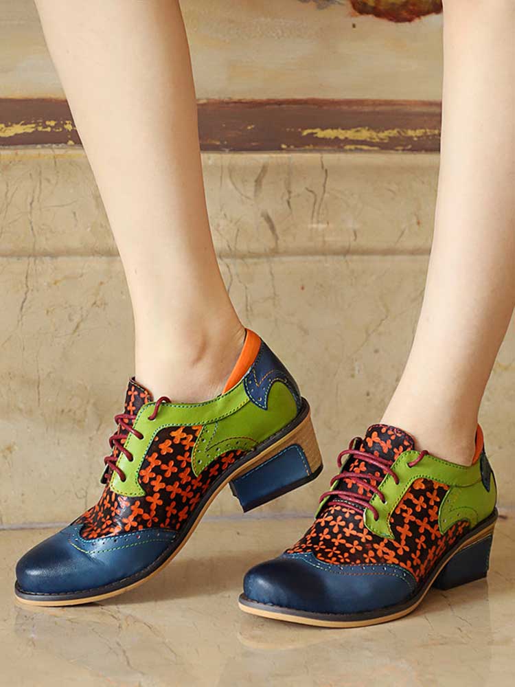 Casual Vintage Handmade Style Leather Brogue Shoes