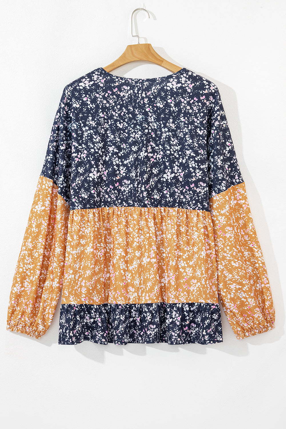 Cecilia Floral Ruffled Hem Round Neck Blouse