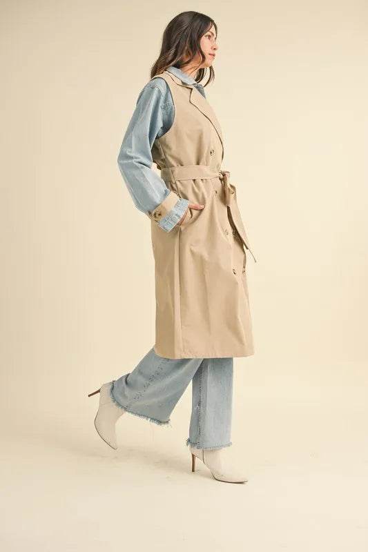 MABLE Layered Look Trench Coat With Denim Jacket