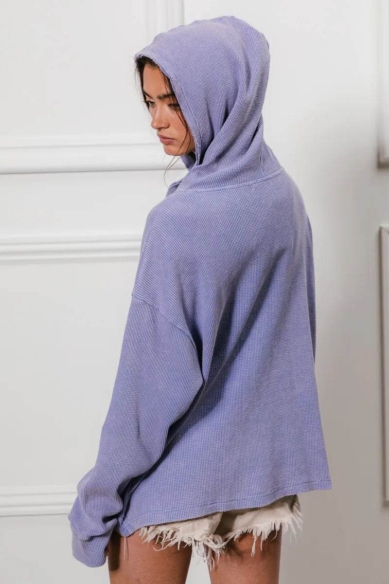 BiBi Washed Waffle Thermal Hooded Jacket