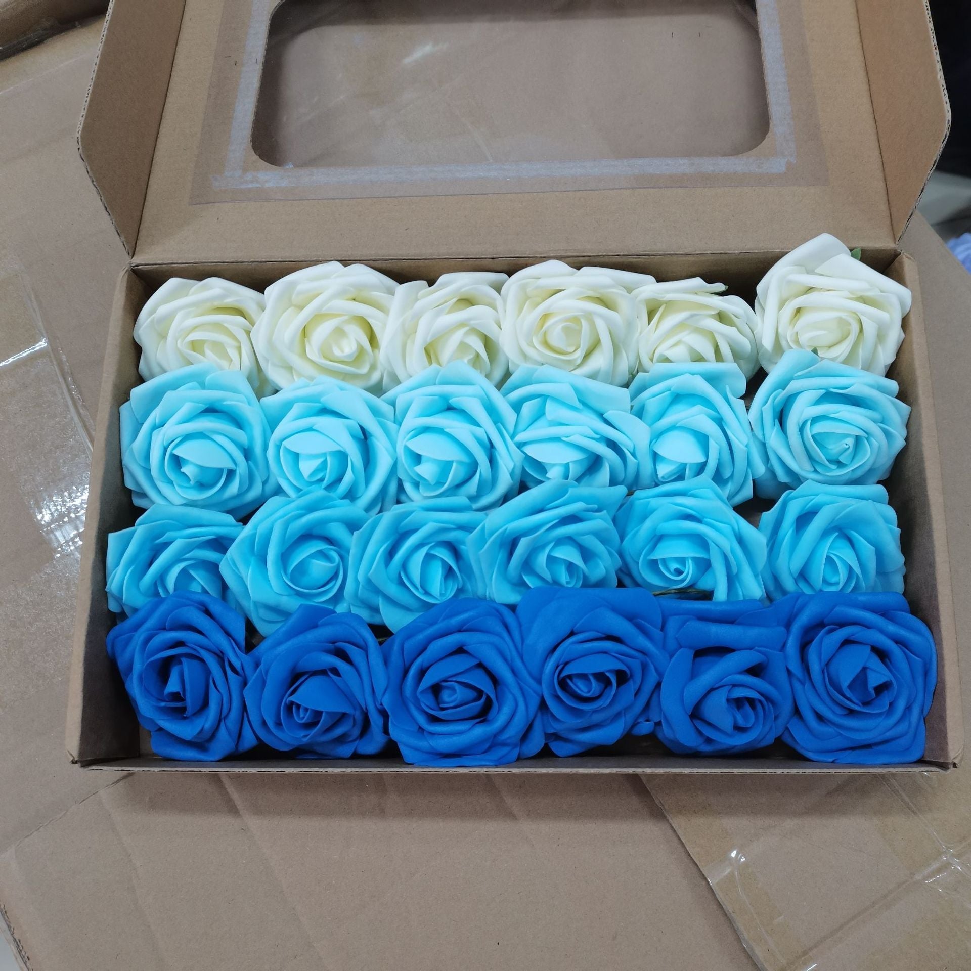 Foam Pe Rose Fake Flower With Rod And Leaf 25 Wedding Decoration Flowers Valentine's Day Gift