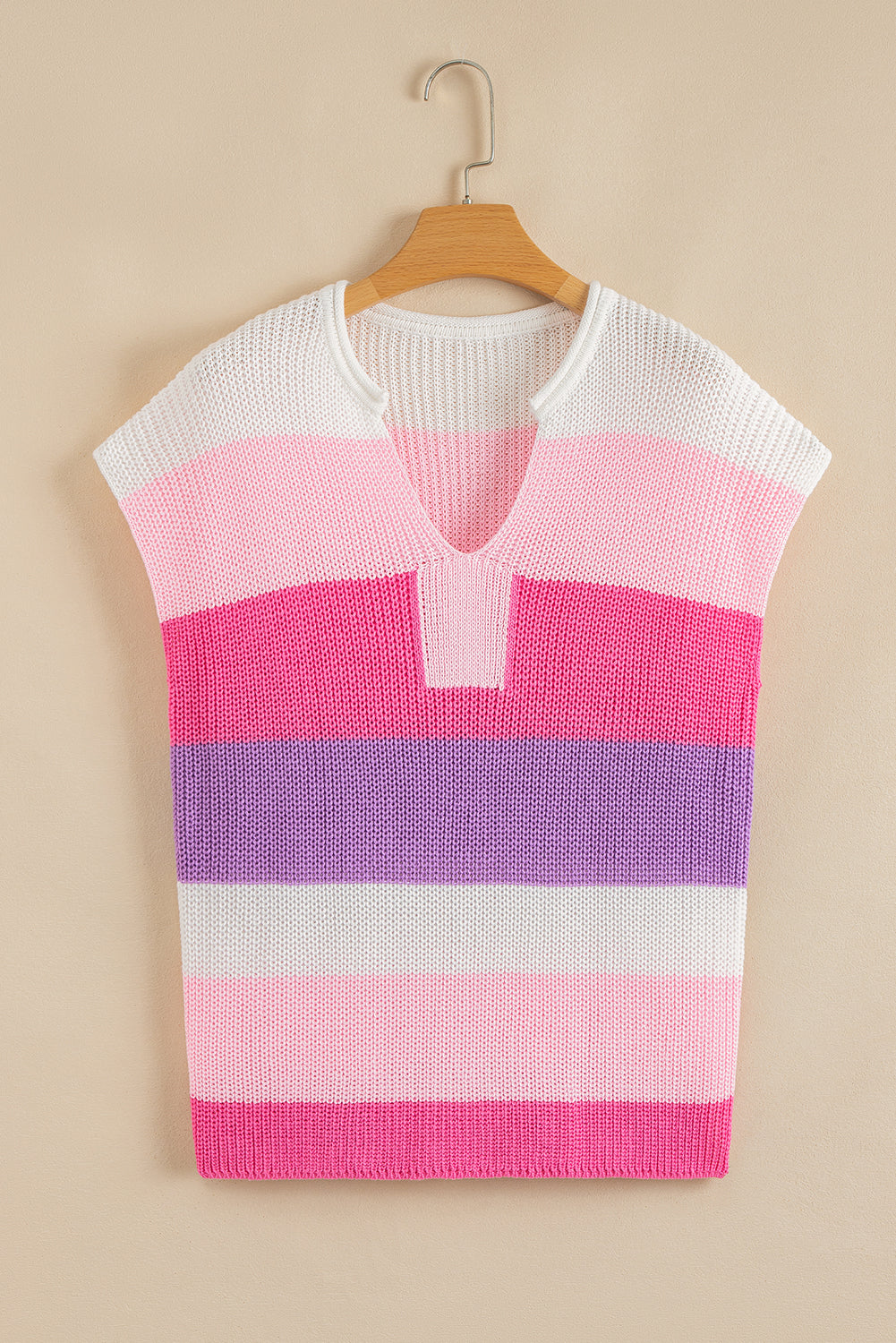 Elliot Color Block Notch V Neck Sweater Top