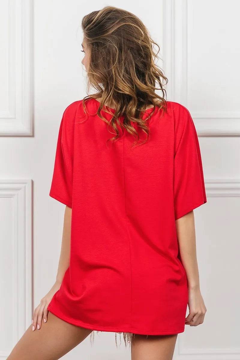 BiBi French Terry With Front Pocket Dolman Sleeves Top