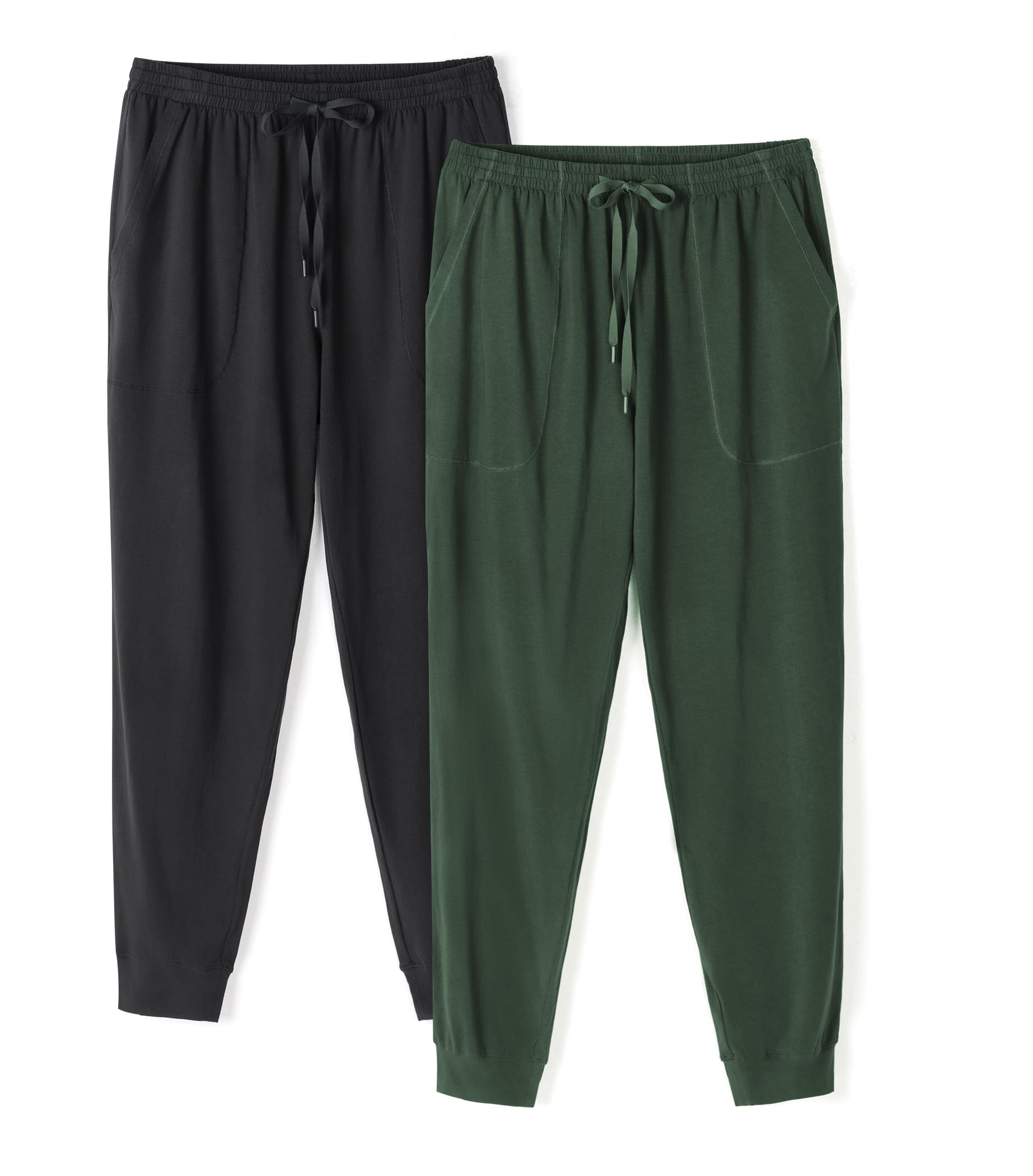 DAVID ARCHY Men's Pajama Pants Cotton Bottoms Soft Lightweight Loungewear with Drawstring and Pockets 2 Pack