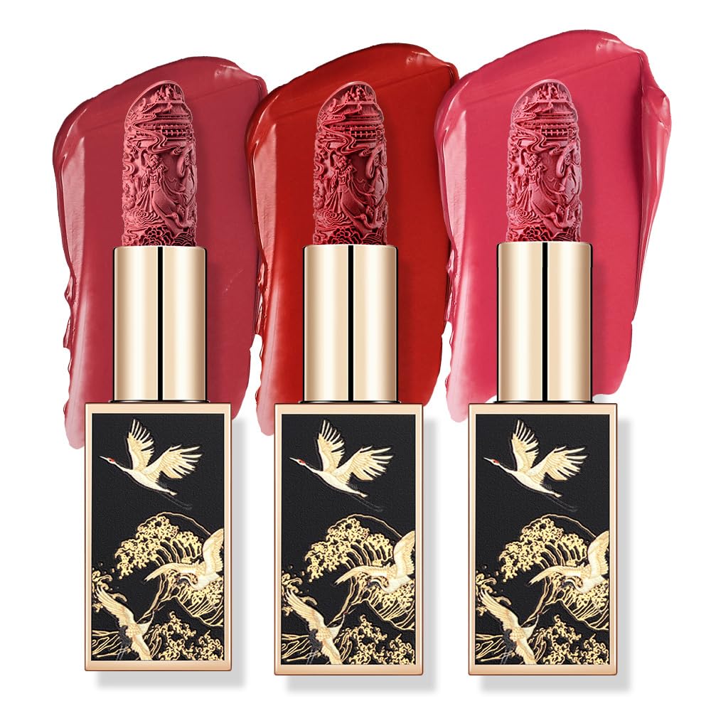 Catkin Lipstick 3pcs Set for Women, Full Coverage Shimmer Glow Finish, Long Lasting Weightless with Hydrating Creamy Texture 04