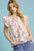 Umgee Full Size Two Tone Boxy Cut Floral Print Blouse Plus Size