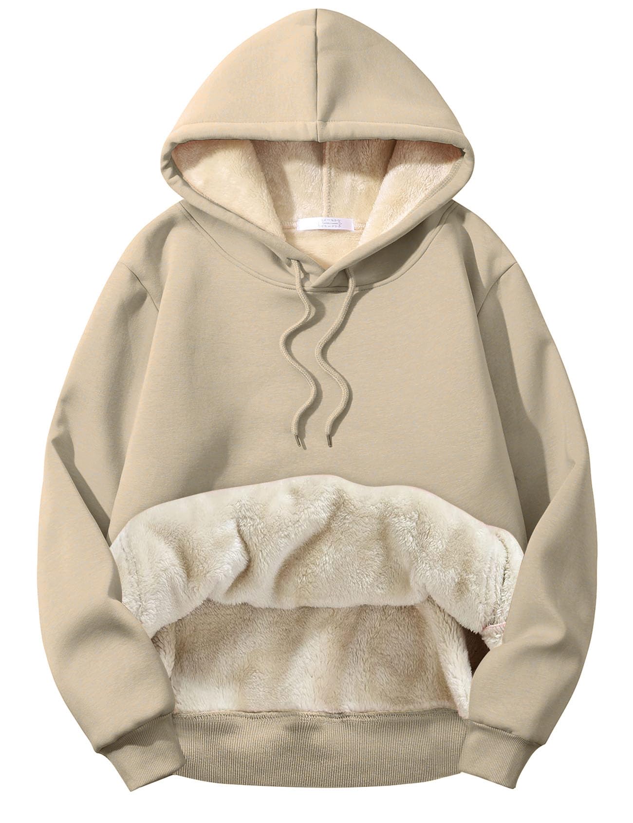 Flygo Men's Casual Fleece Sherpa Lined Hoodie Winter Warm Pullover Hooded Sweatshirt(Black-XL)