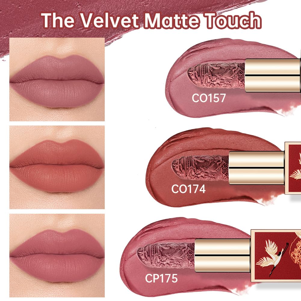 Catkin Lipstick 3pcs Set for Women, Full Coverage Shimmer Glow Finish, Long Lasting Weightless with Hydrating Creamy Texture 04