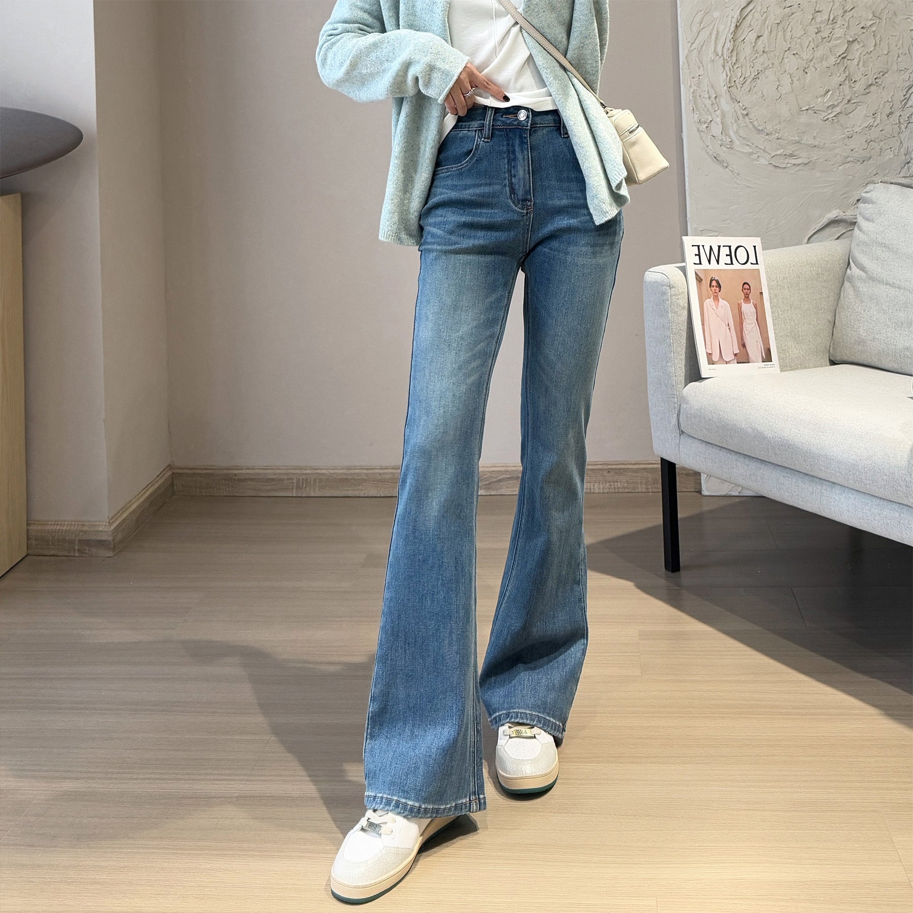 Goddess Long Legs Bootcut Trousers High Waist Slimming Slim Micro Elastic Small Horn