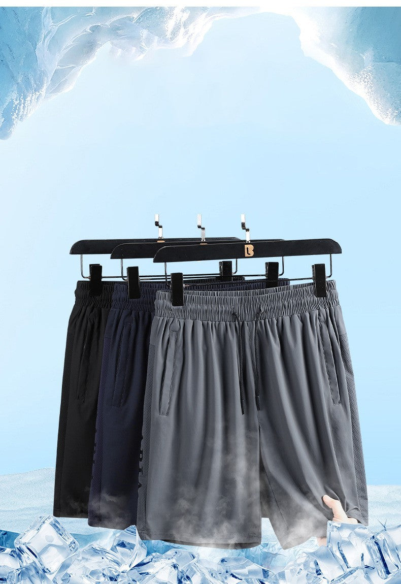 Ice Silk Shorts Men's Thin Loose Oversized Track Pants