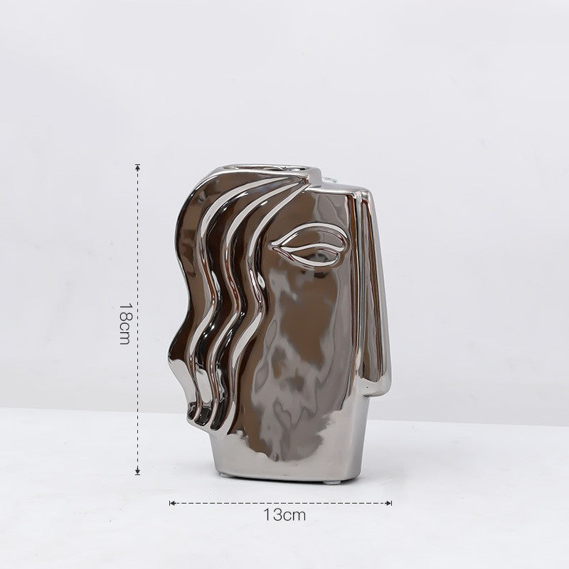Modern Light Luxury Irregular Silver Plated Ceramic Vase