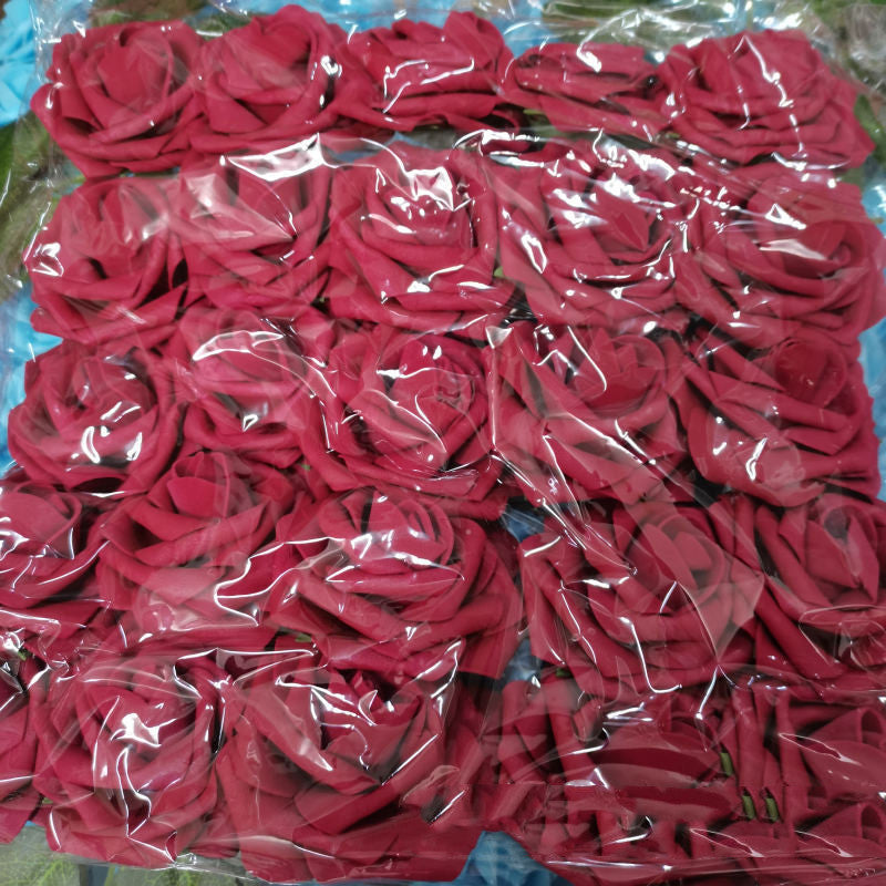 Foam Pe Rose Fake Flower With Rod And Leaf 25 Wedding Decoration Flowers Valentine's Day Gift