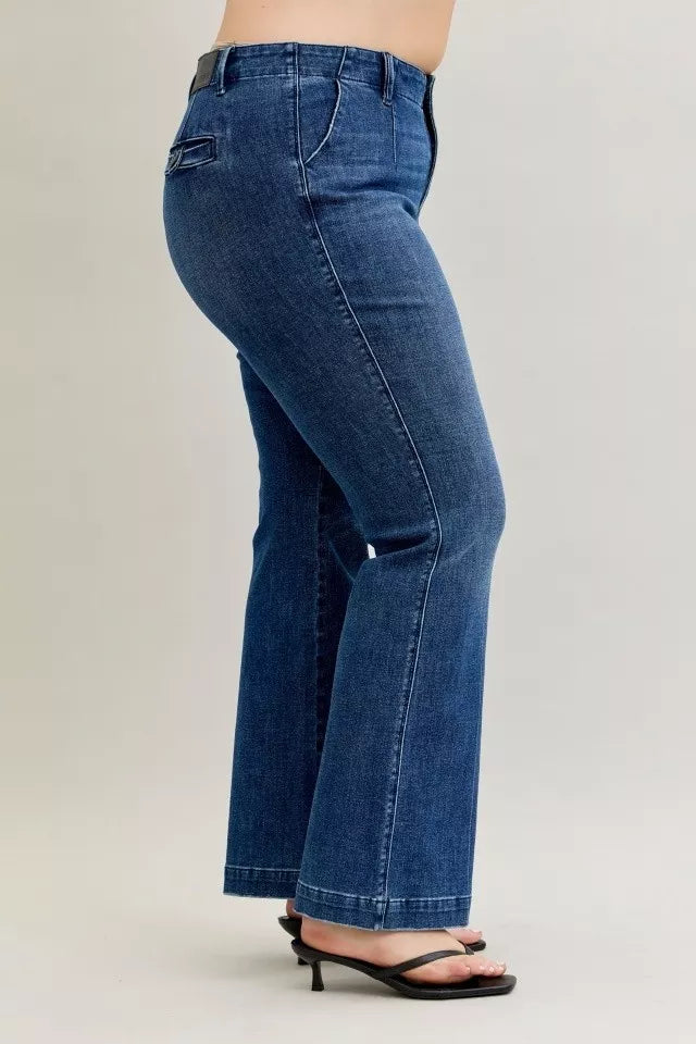 Judy Blue Full Size Mid Rise Bootcut Jeans with Welt Pockets Plus Size
