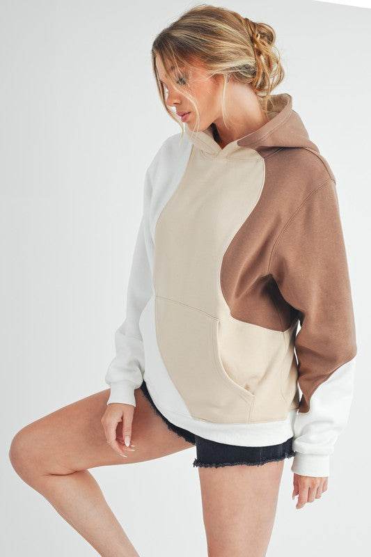 Aemi + Co Color Block Hoodie with Kangaroo Pocket
