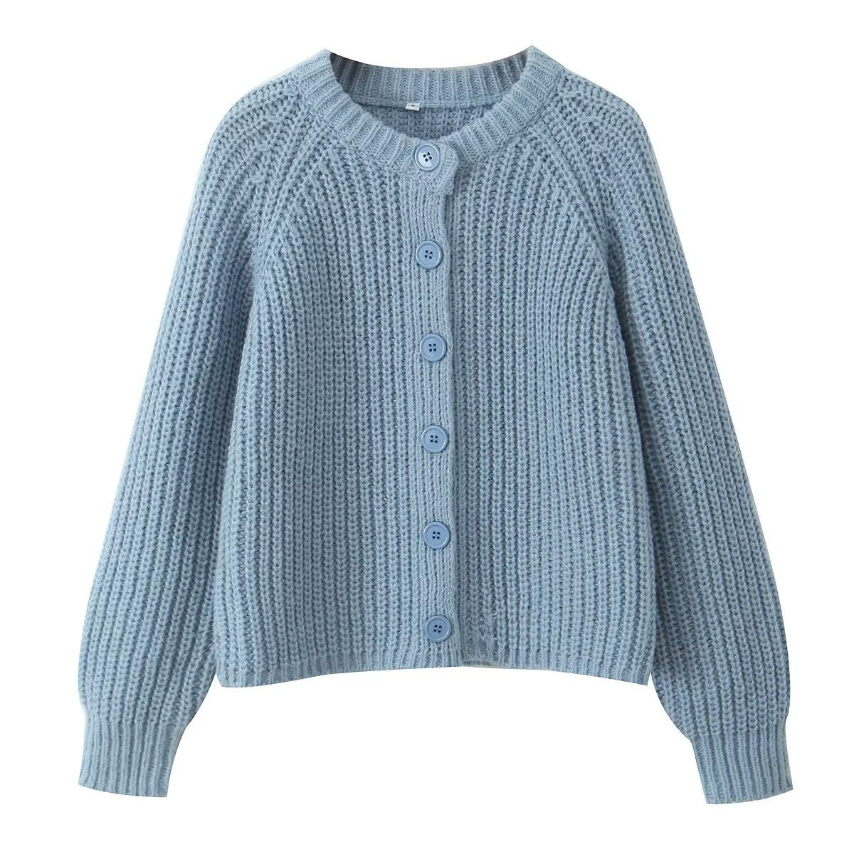 Women's Puff Sleeve Knitted Cardigan Sweater