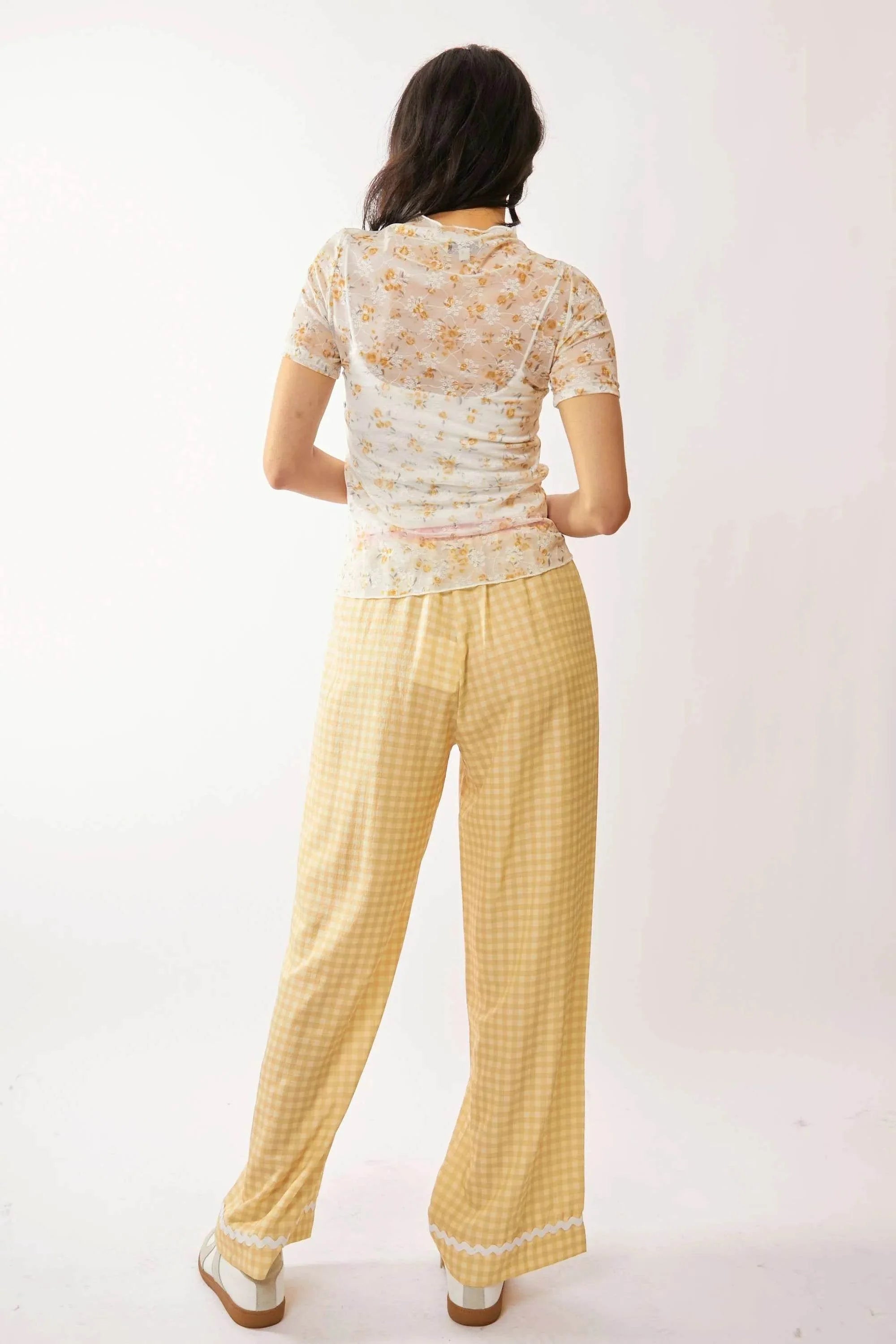 Davi & Dani Loose Turtle Neck Lace Mesh Lace Sheer Top