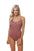 SOLID RIPPBED ONE PIECE SWIMSUIT WITH BUTTON