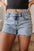 Heaven Rhinestone Raw Hem Denim Shorts