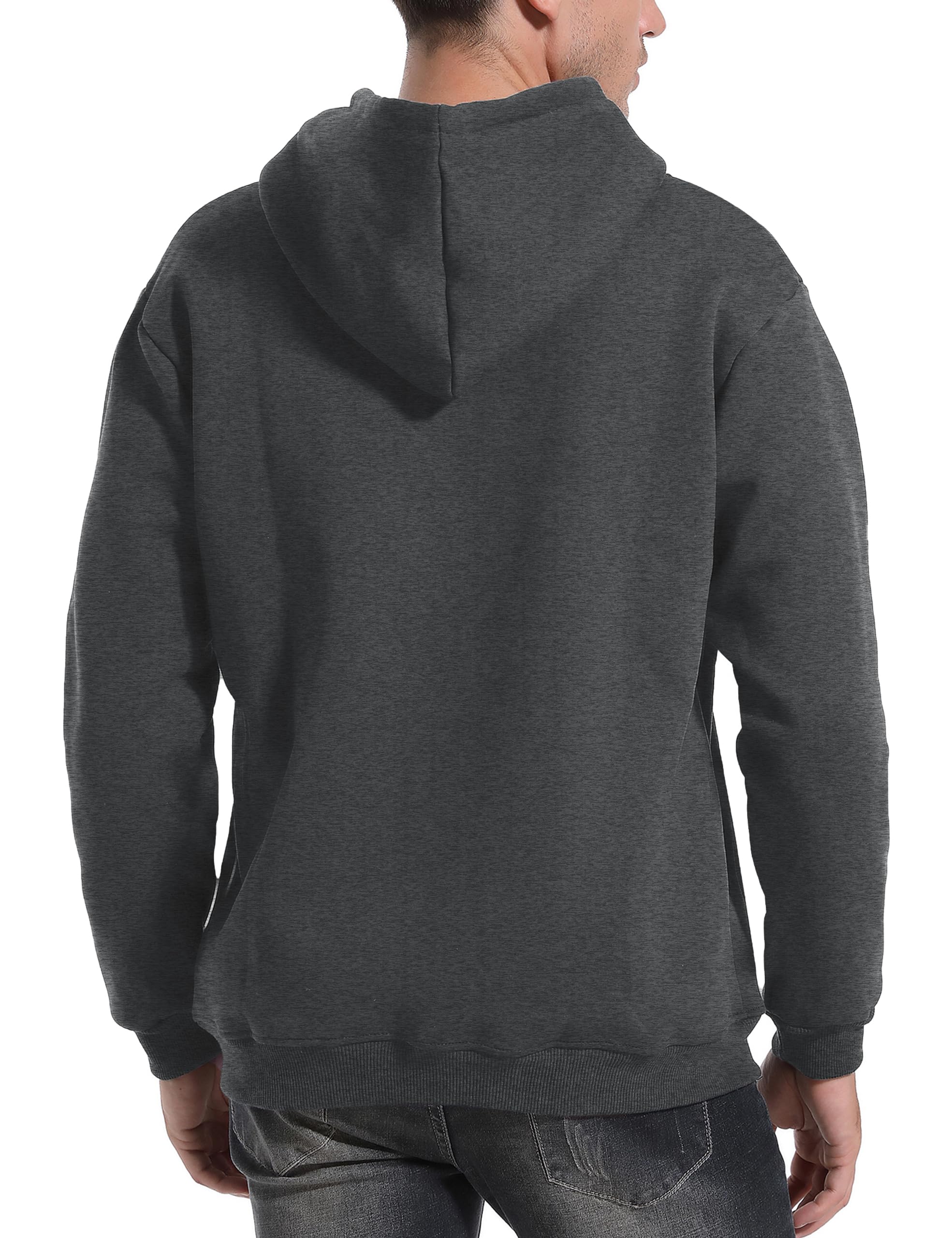 Flygo Men's Casual Fleece Sherpa Lined Hoodie Winter Warm Pullover Hooded Sweatshirt(Black-XL)