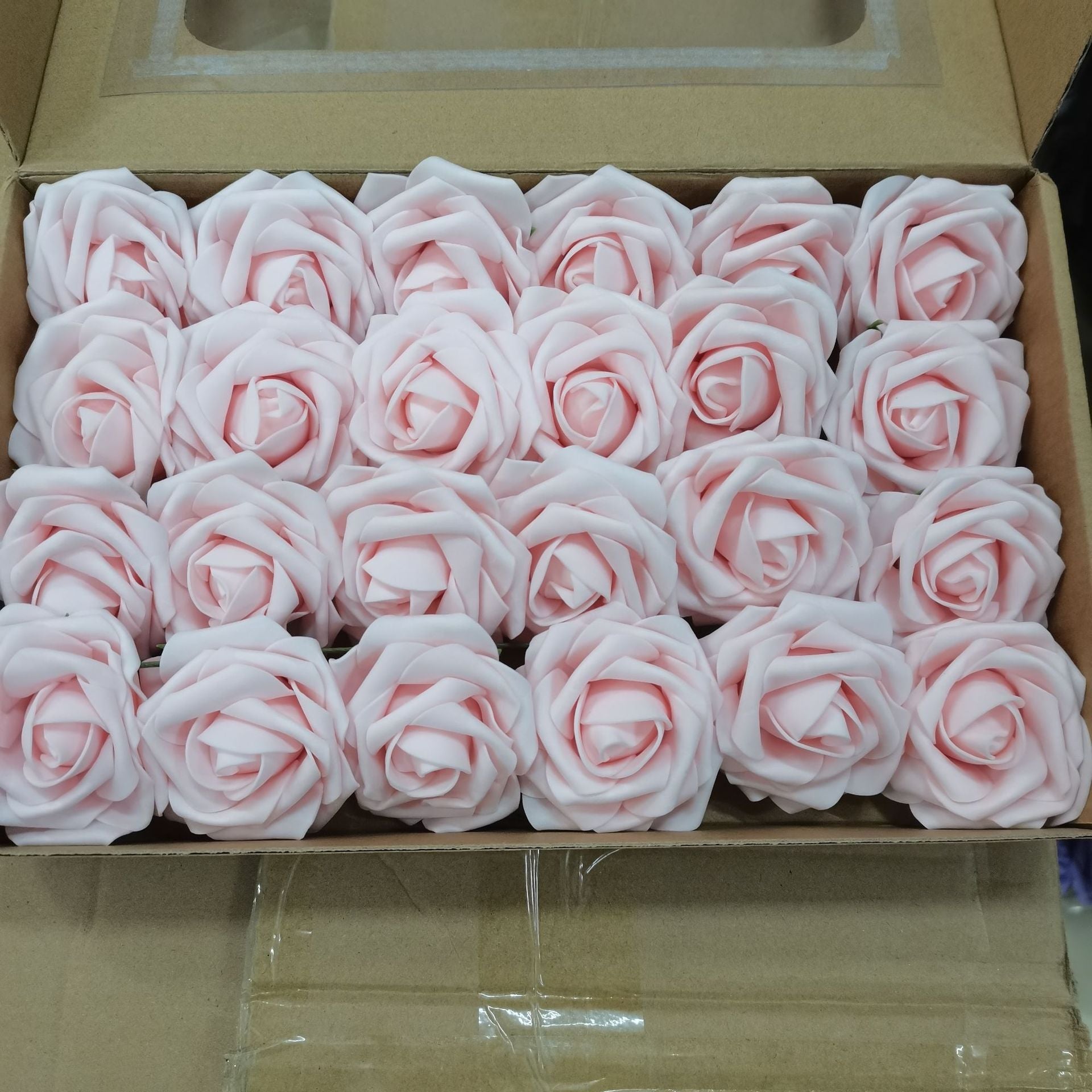Foam Pe Rose Fake Flower With Rod And Leaf 25 Wedding Decoration Flowers Valentine's Day Gift