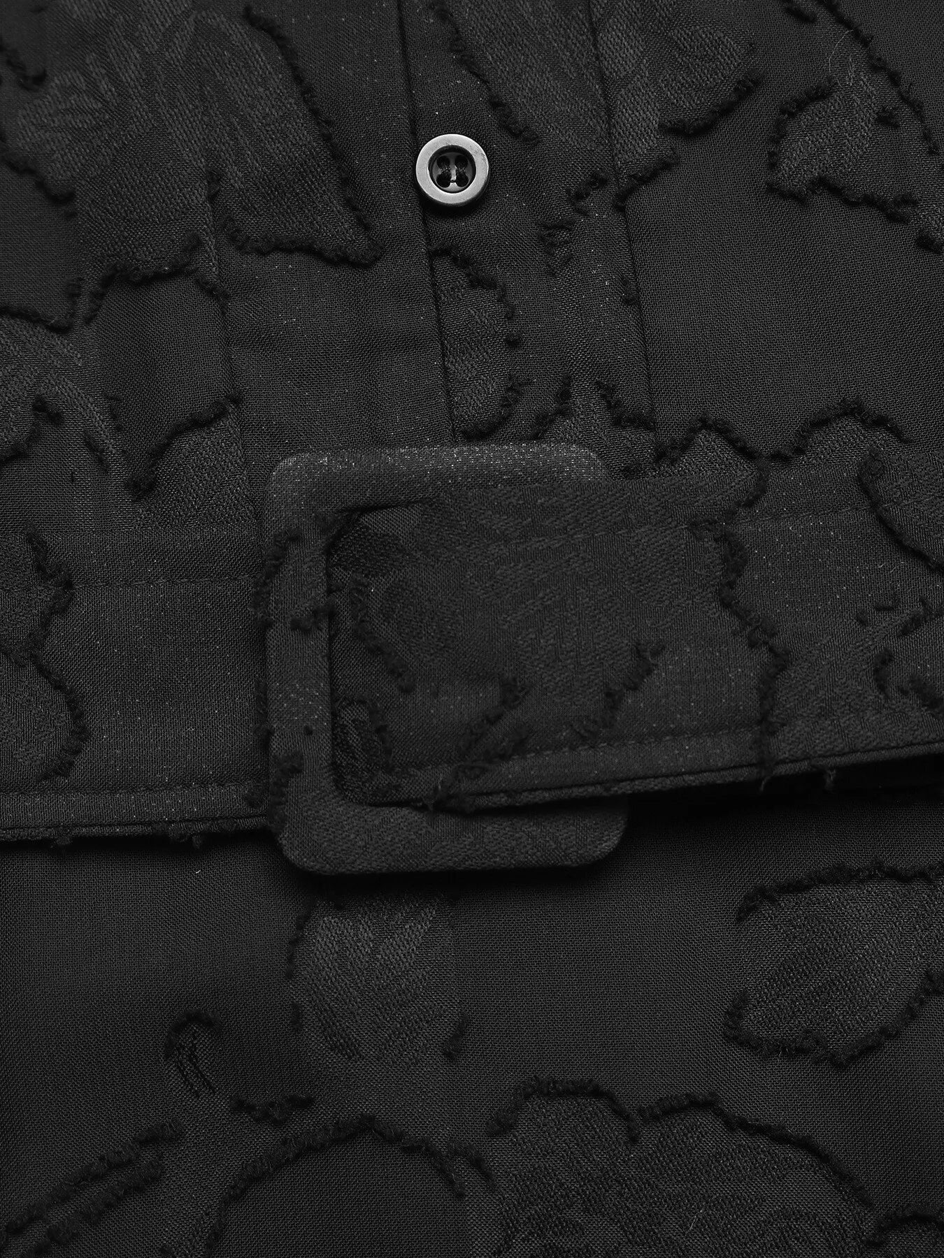 Button-Front Balloon Sleeve Mini Dress